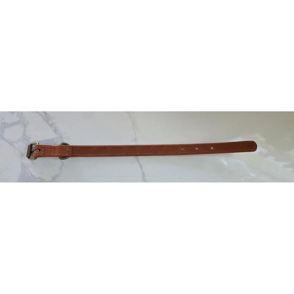 Dog Puppy Lux Gold Metal Bone Collar‎ Brown 14.5 In New Without Tag
